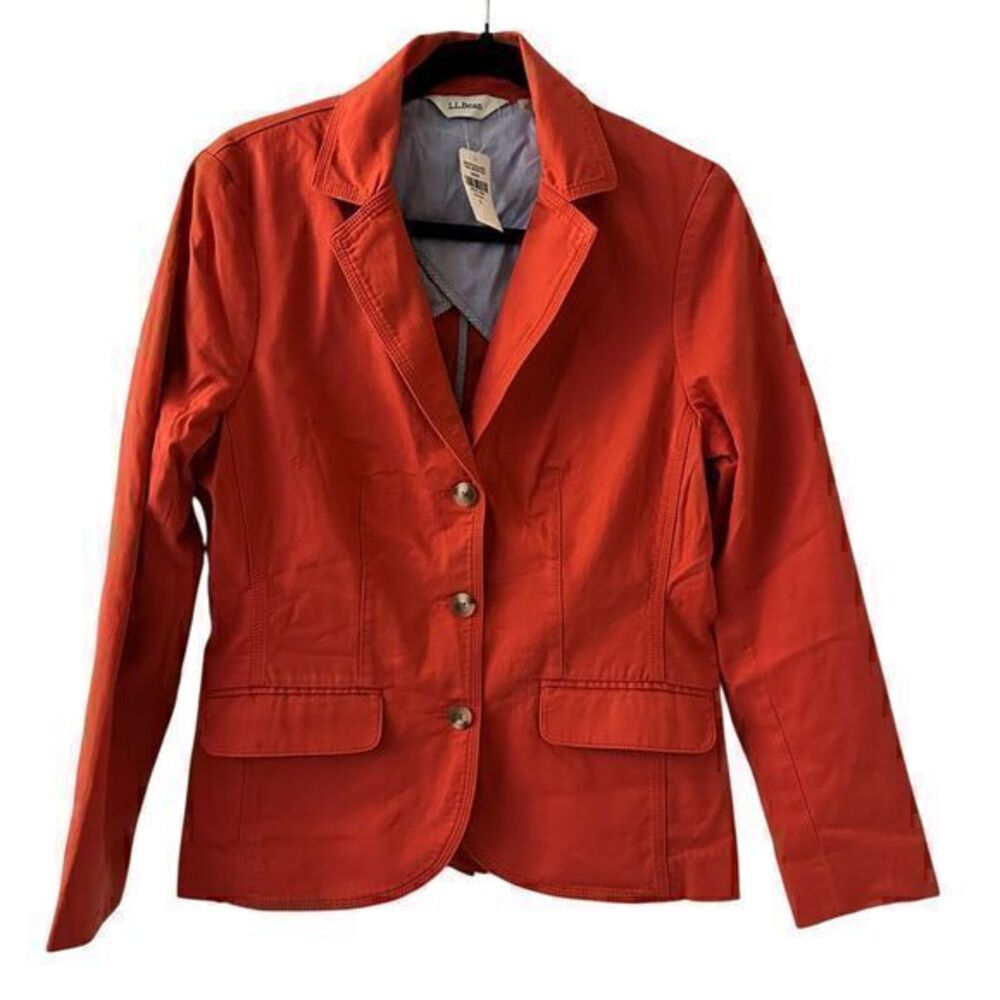 L.L. Bean Sea Rose Bridgton Twill 3 Button Cotton Stretchy Blazer Size S NWT - Picture 1 of 9